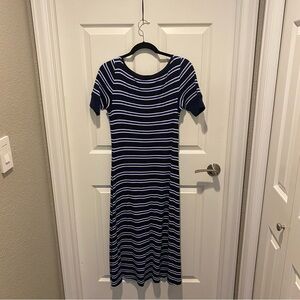 Lauren Ralph Lauren Navy and White Midi Dress